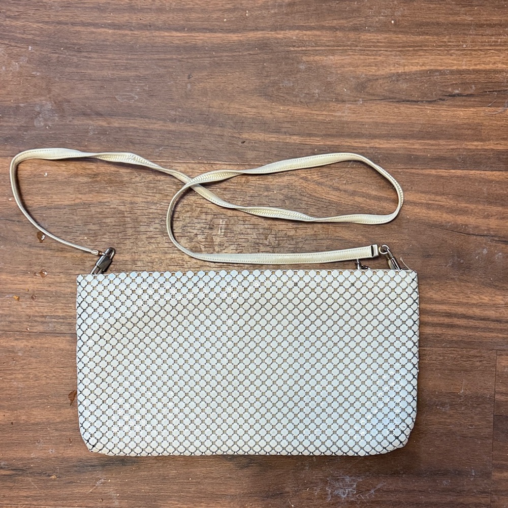 Oroton Cream mesh metallic handBag purse vintage